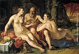 Hendrick Goltzius Canvas Paintings - Lot and his Daughters